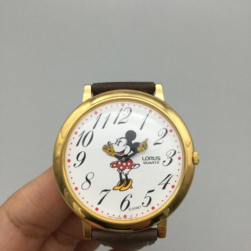 Lorus Womens Watch 44mm Minnie Mouse V501-0A20 Leather Disney New Battery